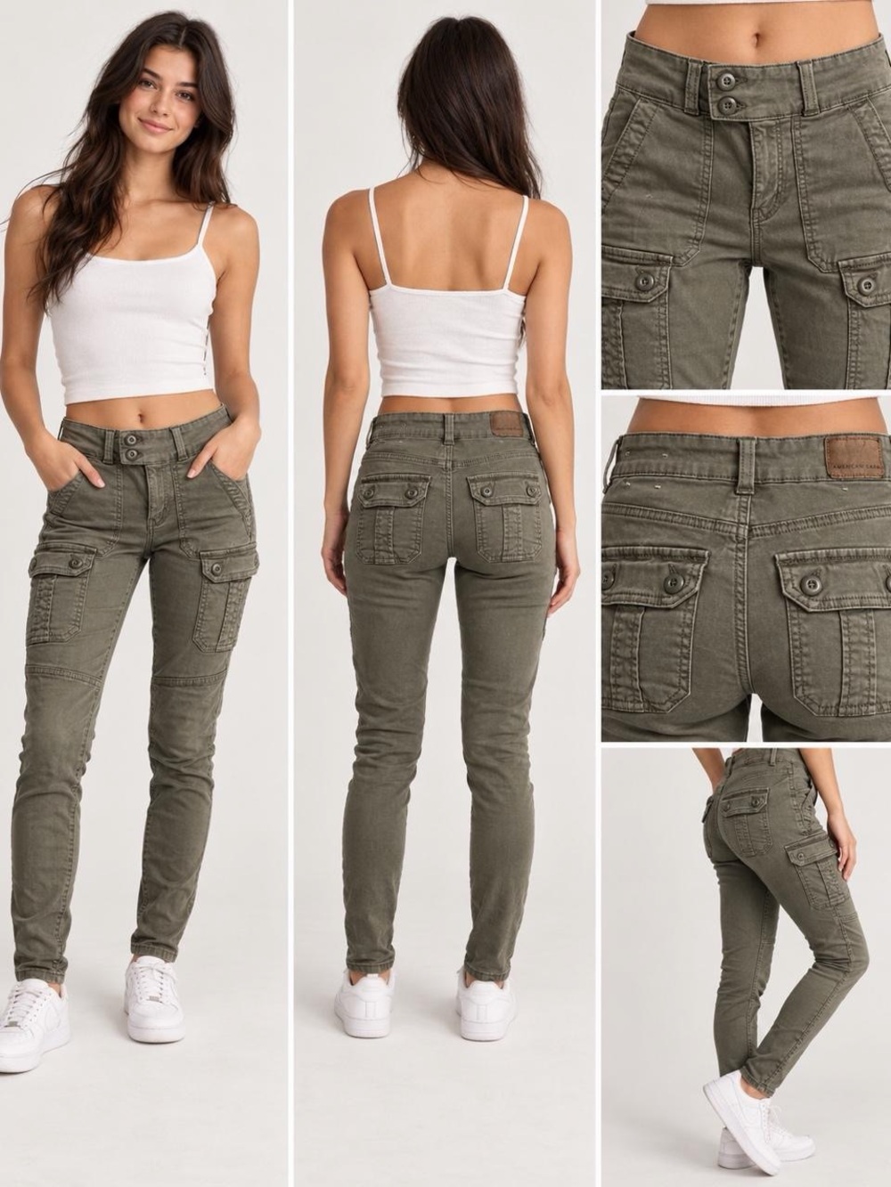 American Eagle Olive Green Cargo Skinny Pants Size 00